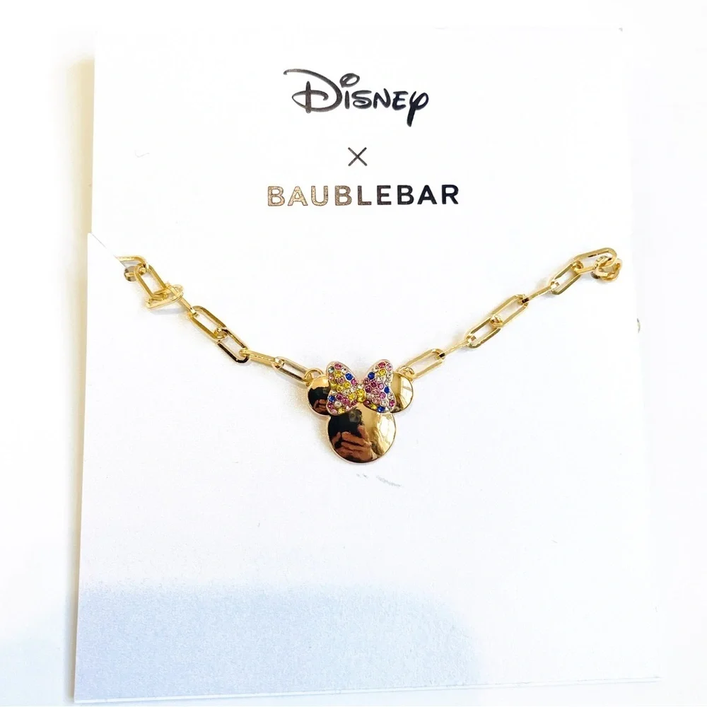 Disney X Baublebar Minnie gold necklace (more pink stones)